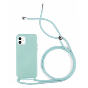 Funda Silicona Suave con Cordón Turquesa <br>iPhone 12/12 Pro