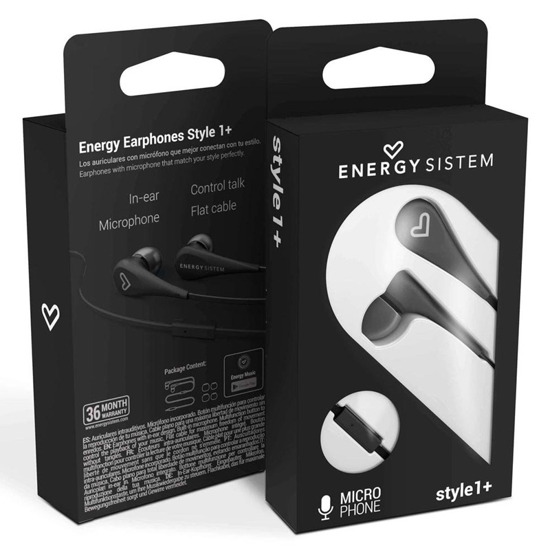 auriculares energy sistem style 1+ con micrófono negros
