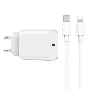 cargador tipo c de carga rápida 20w + cable lightning