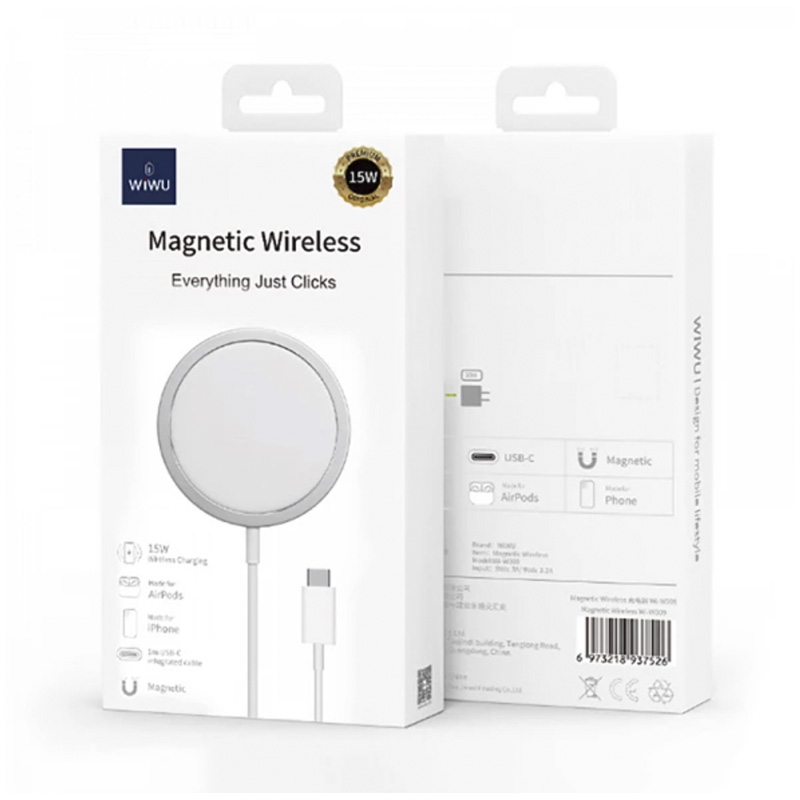cargador wiwu inalámbrico magsafe blanco