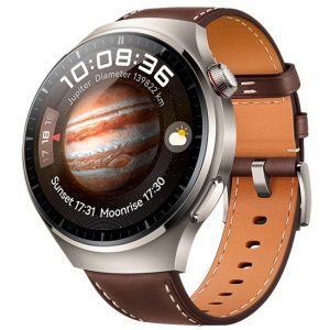 huawei watch 4 pro con correa de piel marrón impoluto