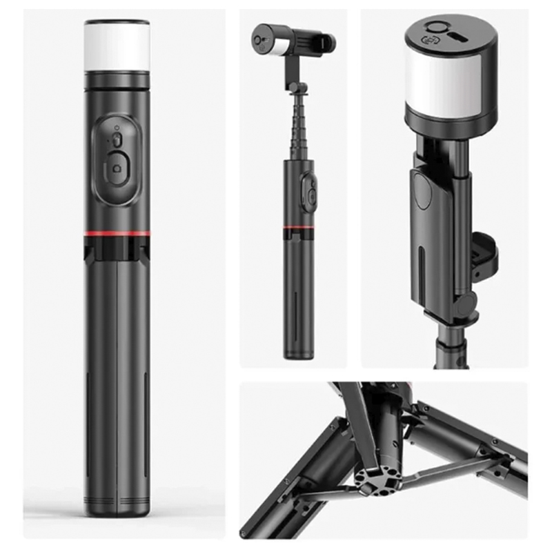 palo selfie con tripode bluetooth y luz