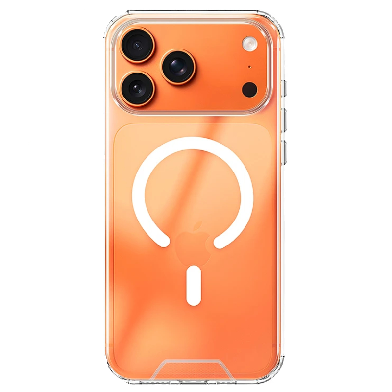 funda acrílica transparente con magsafe blanco iphone 17 pro